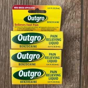 Outgro Benzocaine pain relieving liquid .31 ounces x 3 boxes foot pain Exp 01/21